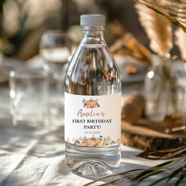 Rótulo De Garrafa De Vinho Primeiro Aniversário, Crianças De Abóbora (Criador carregado)