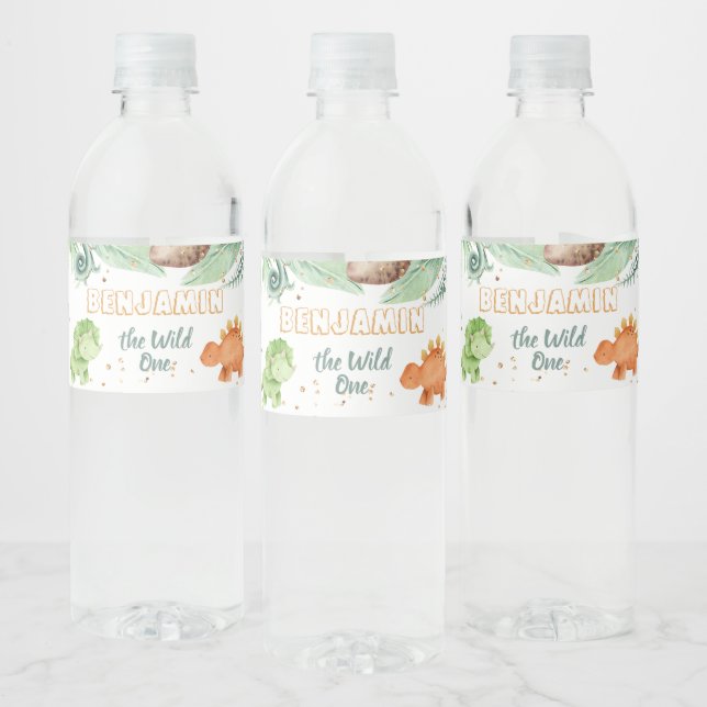 Rótulo De Garrafa De Vinho Primeiro aniversario de Dinossauros Jurássicos Sel (Garrafas)