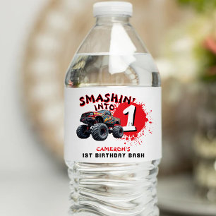 Rótulo De Garrafa De Vinho Primeiro aniversario Monster Truck Smash
