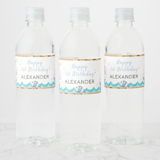 Rótulo De Garrafa De Vinho Primeiro aniversario náutico de Aquarela (Garrafas)