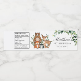 Rótulo De Garrafa De Vinho Primeiro aniversario Rustic Greenery Chic Woodland