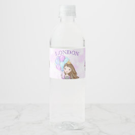 Rótulo De Garrafa De Vinho Princesa da Festa de Aniversário Lavanda Turquesa