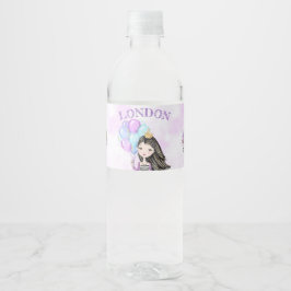 Rótulo De Garrafa De Vinho Princesa da Festa de Aniversário Lavanda Turquesa 