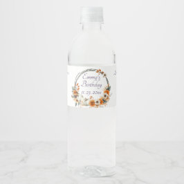 Rótulo De Garrafa De Vinho Pumpkin Wildflower Fall Watercolor Aniversário