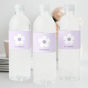 Rótulo De Garrafa De Vinho Purple Daisy Birthday   Decoração do Partido Flora