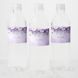 Rótulo De Garrafa De Vinho Purple Flowers Water Bottle Label