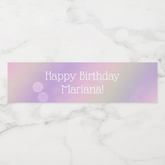 Rótulo De Garrafa De Vinho Púrpura Arco-Íris Púrpura Luz Meninas Aniversário (Rótulo Único)