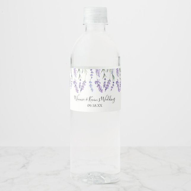 Rótulo De Garrafa De Vinho Púrpura, lavanda Aquarela (Frente)