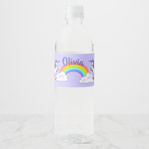 Rótulo De Garrafa De Vinho Rainbow e Unicorns Design