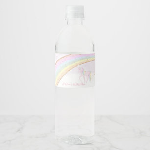 Rótulo De Garrafa De Vinho Rainbow Unicorn primeiro aniversario Girls Pastel
