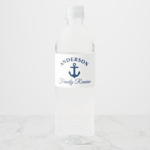 Rótulo De Garrafa De Vinho Reunião da Família de Âncora Azul Marinho Náut