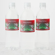 Rhinestones Snowman Water Bottle Label