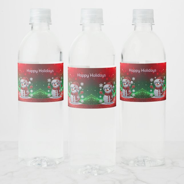 Rótulo De Garrafa De Vinho Rhinestones Snowman Water Bottle Label (Garrafas)