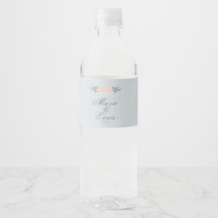Rótulo De Garrafa De Vinho Romântico rosa pálido aumentou