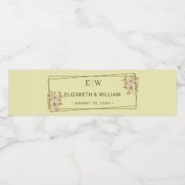 Rótulo De Garrafa De Vinho Rosa - Casamento Amarelo Celestial Monograma