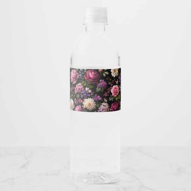 Rótulo De Garrafa De Vinho Rosa de Veludo Preto (Frente)