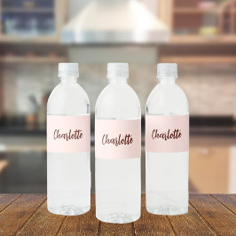 Rótulo De Garrafa De Vinho Rosa ouro nome script elegante moderno