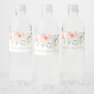 Rótulo De Garrafa De Vinho Rosas de Aquarela em Tom de Bege Feminino Presente