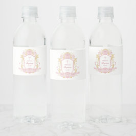 Rótulo De Garrafa De Vinho Rosas De Aquarelas Crest Baptism