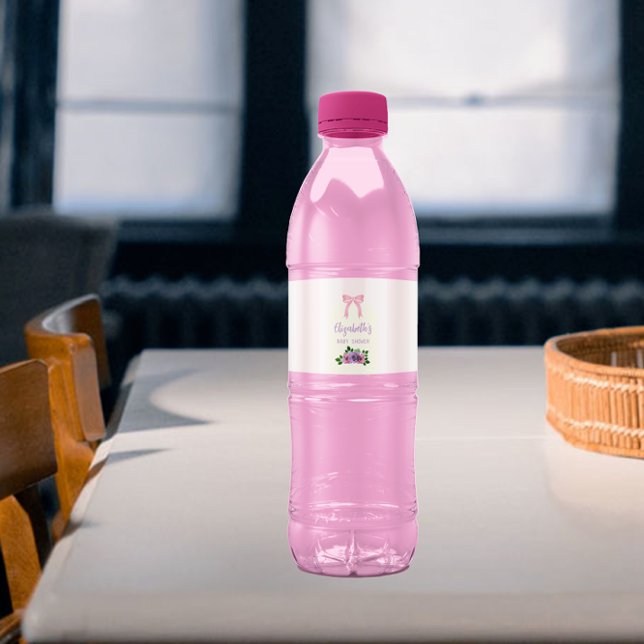 Rótulo De Garrafa De Vinho Rosas de jardim Chá de fraldas rosa (Criador carregado)