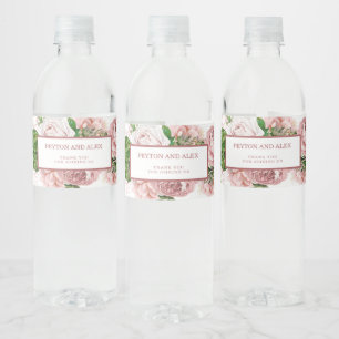 Rótulo De Garrafa De Vinho Rosas Florais Vintage Rosa Bege Casamento Noivado
