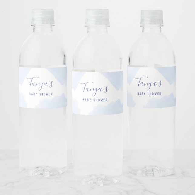 Rótulo De Garrafa De Vinho Rótulo azul do frasco, chá de fraldas (Garrafas)