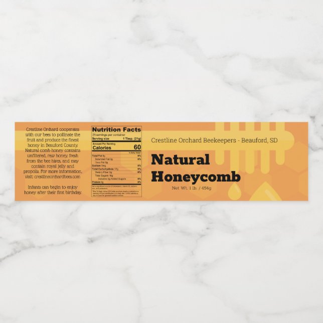 Rótulo De Garrafa De Vinho Rótulo da Caixa de Mel de Mel (Rótulo Único)