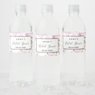 Rótulo De Garrafa De Vinho Rótulo de Água de Noiva Elegante Magnólia Blush