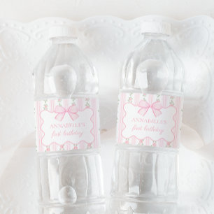 Rótulo De Garrafa De Vinho Rótulo de Água Floral do Arco Rosa Vintage