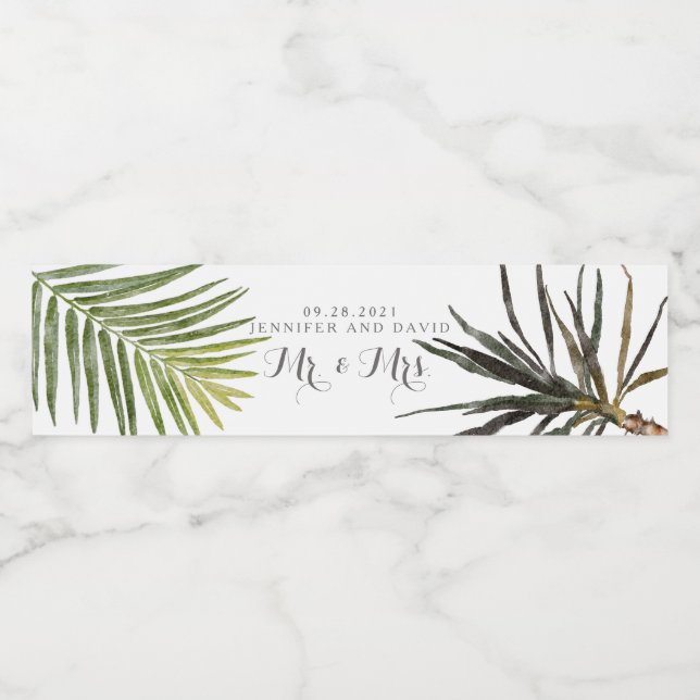 Rótulo De Garrafa De Vinho Rótulo de Bebida Tropical de Fern Palm Tree (Rótulo Único)