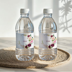 Rótulo De Garrafa De Vinho Rótulo do Frasco de Água Floral Borgonha Verde