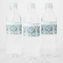 Rótulo De Garrafa De Vinho Rótulo do Frasco de Água, Vaso Floral Branco Azul