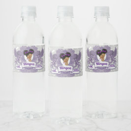 Rótulo De Garrafa De Vinho Royal Purple Afro Princess | Roxo e Branco Elegant