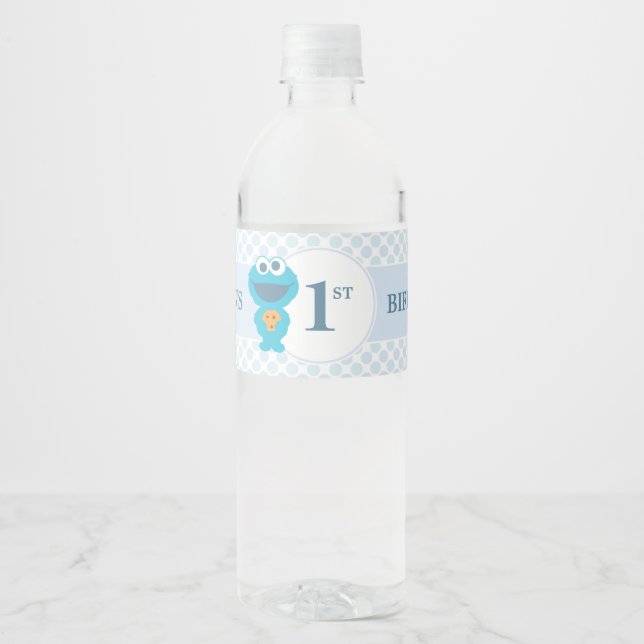 Rótulo De Garrafa De Vinho Rua Sésamo | Aniversário do Bebê Monstro do Biscoi (Frente)