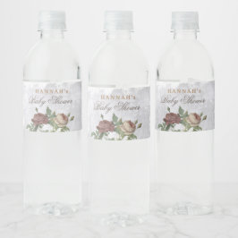 Rótulo De Garrafa De Vinho Rustic Floral Modern Chá de fraldas Burgundy Blush