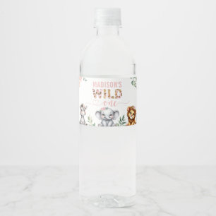 Rótulo De Garrafa De Vinho Safari Animal Selvagem Um primeiro aniversario Flo