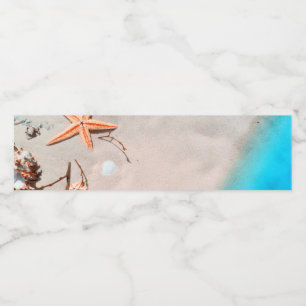 Rótulo De Garrafa De Vinho Sandy Tropical Beach Starfish Seashell