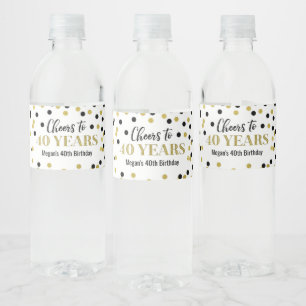 Rótulo De Garrafa De Vinho Saúde para 40 anos Dourado Confetti Aniversário