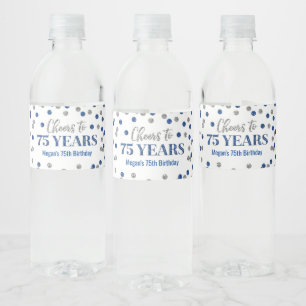 Rótulo De Garrafa De Vinho Saúde para 75 anos de aniversário de Confetti Bl