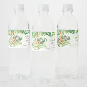 Rótulo De Garrafa De Vinho Selgle Animal Safari Greenery Festa de aniversári