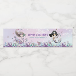 Rótulo De Garrafa De Vinho Sereia e Festa de aniversário pirata debaixo do ma