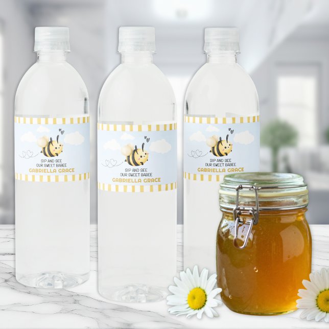 Rótulo De Garrafa De Vinho Sip and See Our Sweet Babee Water Bottle Label (Criador carregado)