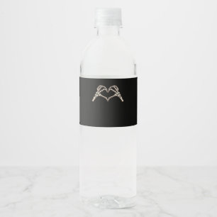 Rótulo De Garrafa De Vinho Skeleton Hand Hearts Design