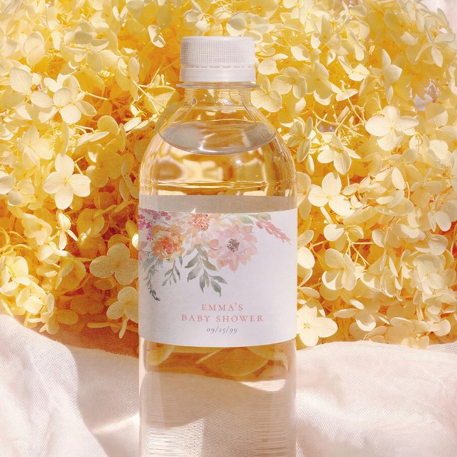Rótulo De Garrafa De Vinho Spring Bloom Floral Pink Girl Baby Shower (Criador carregado)