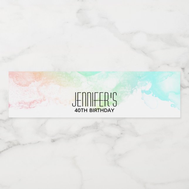 Rótulo De Garrafa De Vinho Suportes de Abstrato verde e azul modernos (Rótulo Único)