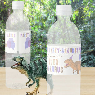 Rótulo De Garrafa De Vinho T-Rex Tan Cute Colort Dino Party Aniversário