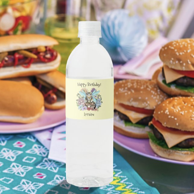 Rótulo De Garrafa De Vinho Tablet Fairy cat Mushroom Floral (Criador carregado)