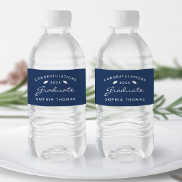 Rótulo De Garrafa De Vinho Tampa de Graduação Azul Marinho Branco Script 2026