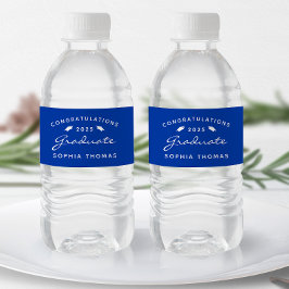 Rótulo De Garrafa De Vinho Tampa de Graduação Roteiro Azul Branco 2026