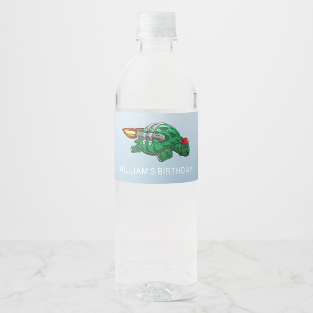 Rótulo De Garrafa De Vinho Tartaruga Fantástica com Jetpack (Frente)